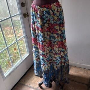 Johnny Was maxi skirt L 100% silk